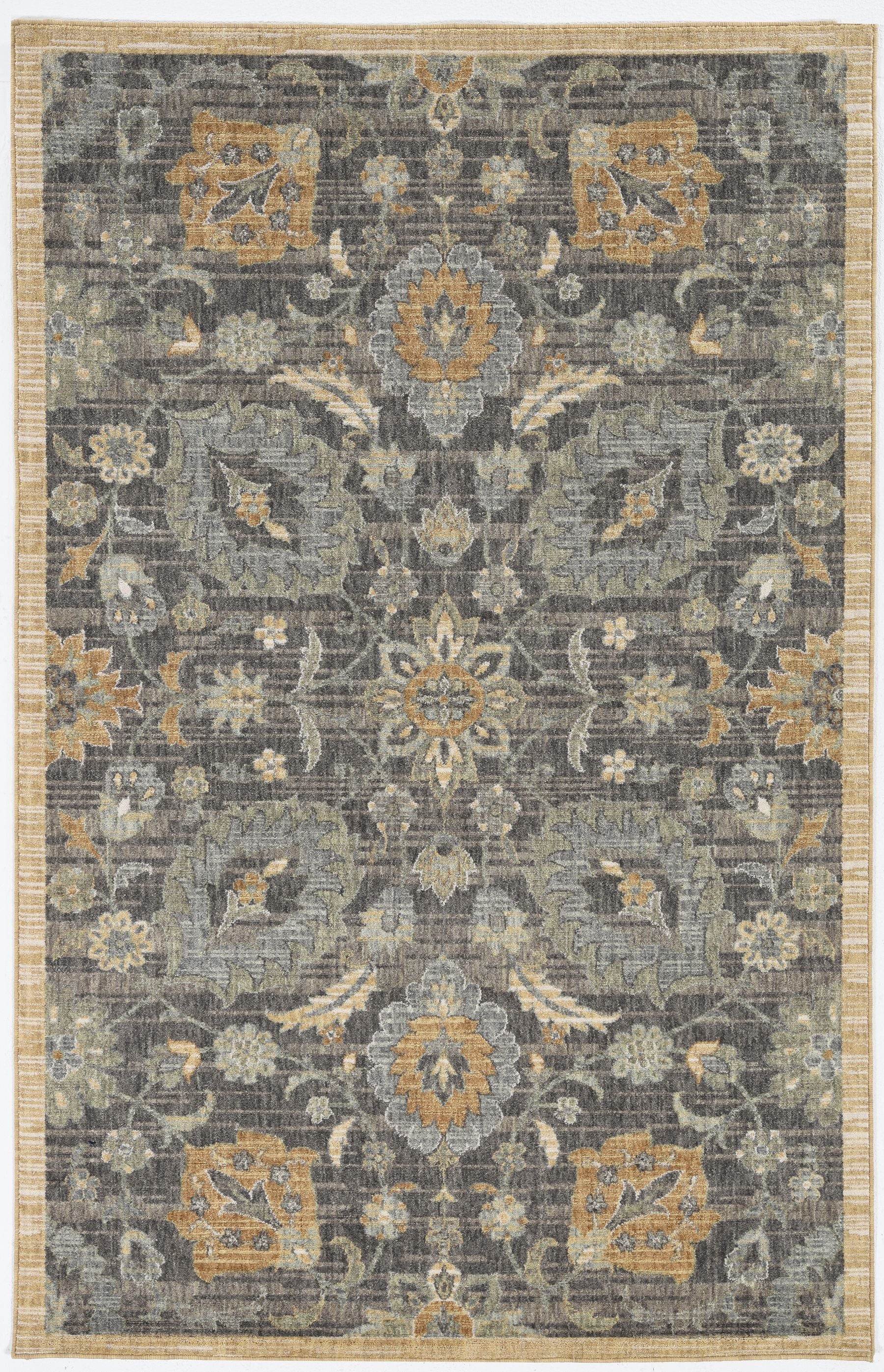 2'X3' Taupe Machine Woven Vintage Floral Traditional Indoor Accent Rug