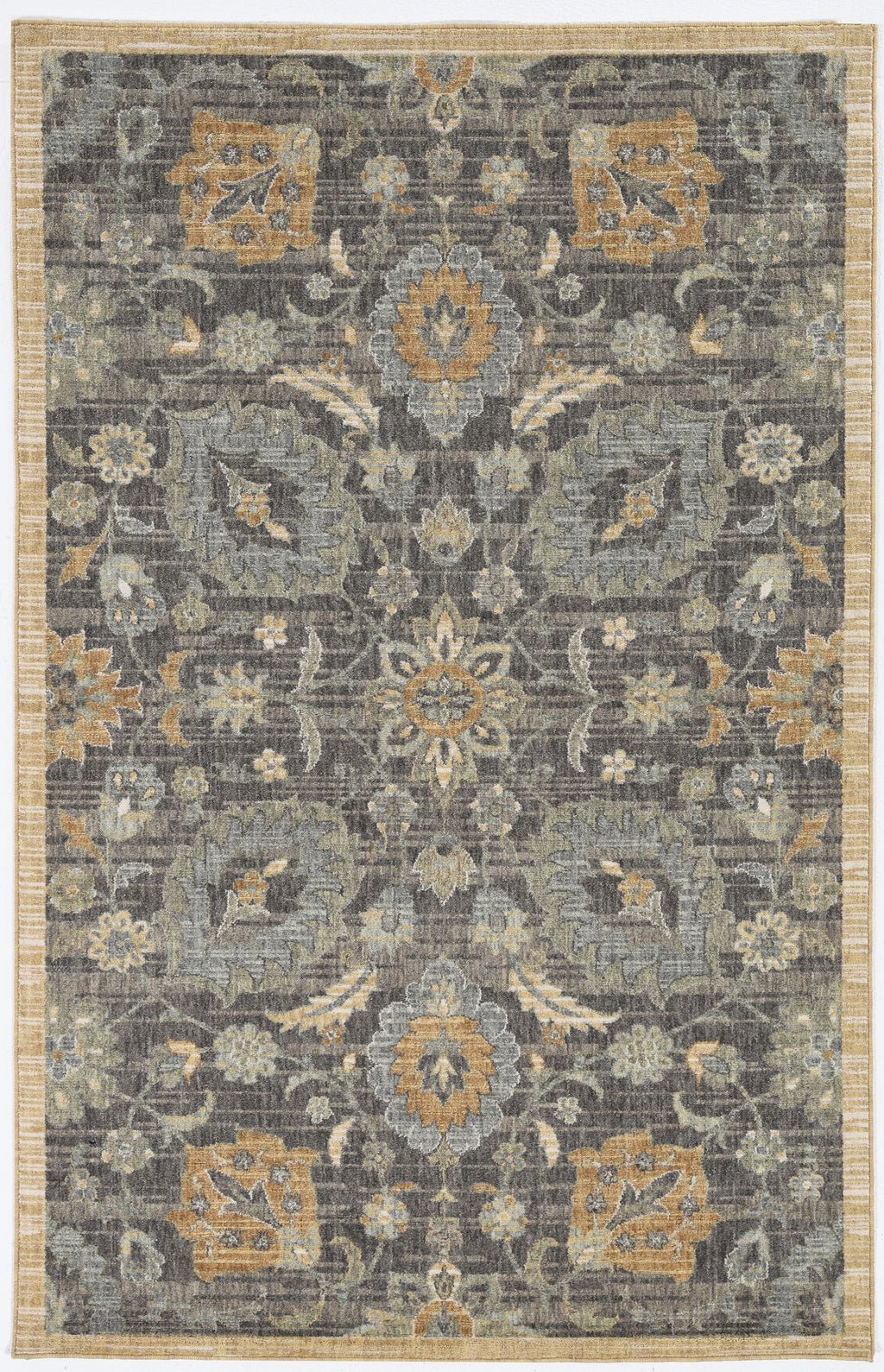 2'X3' Taupe Machine Woven Vintage Floral Traditional Indoor Accent Rug - 99fab 