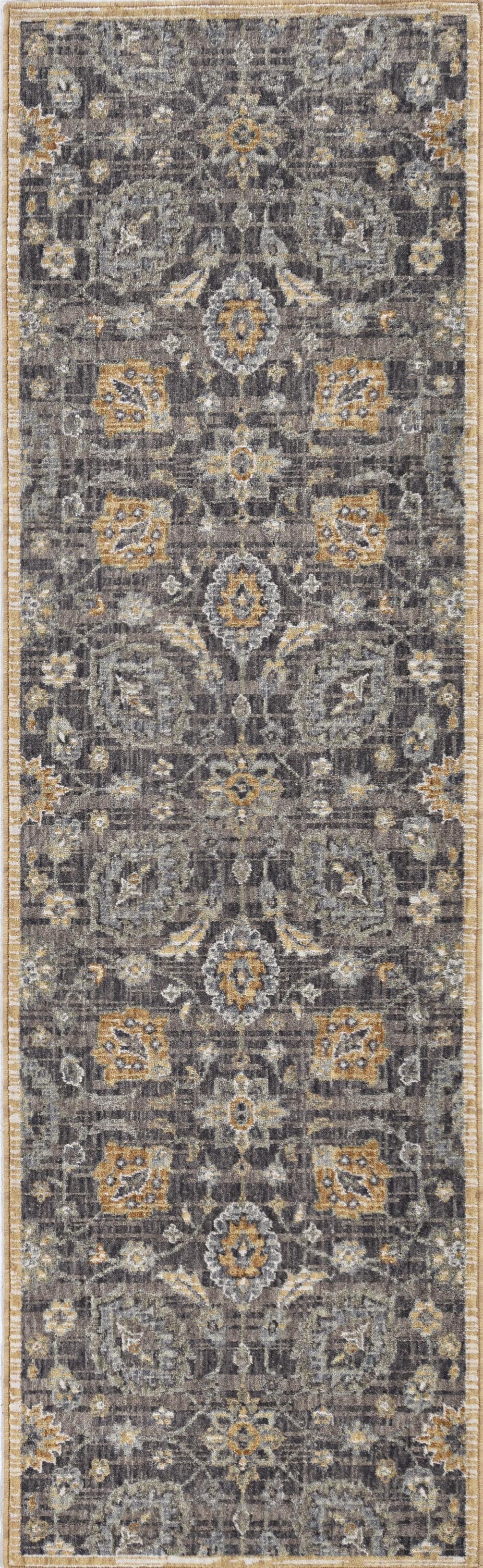 8' Taupe Machine Woven Vintage Traditional Indoor Runner Rug - 99fab 