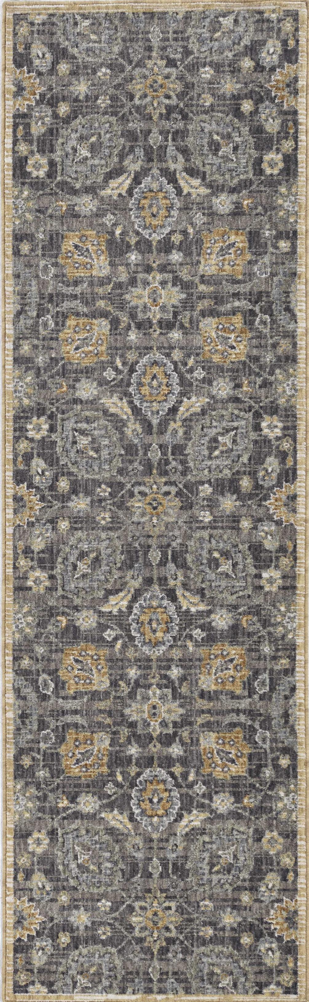 3' X 5' Taupe Floral Vine Bordered Wool Indoor Area Rug - 99fab 