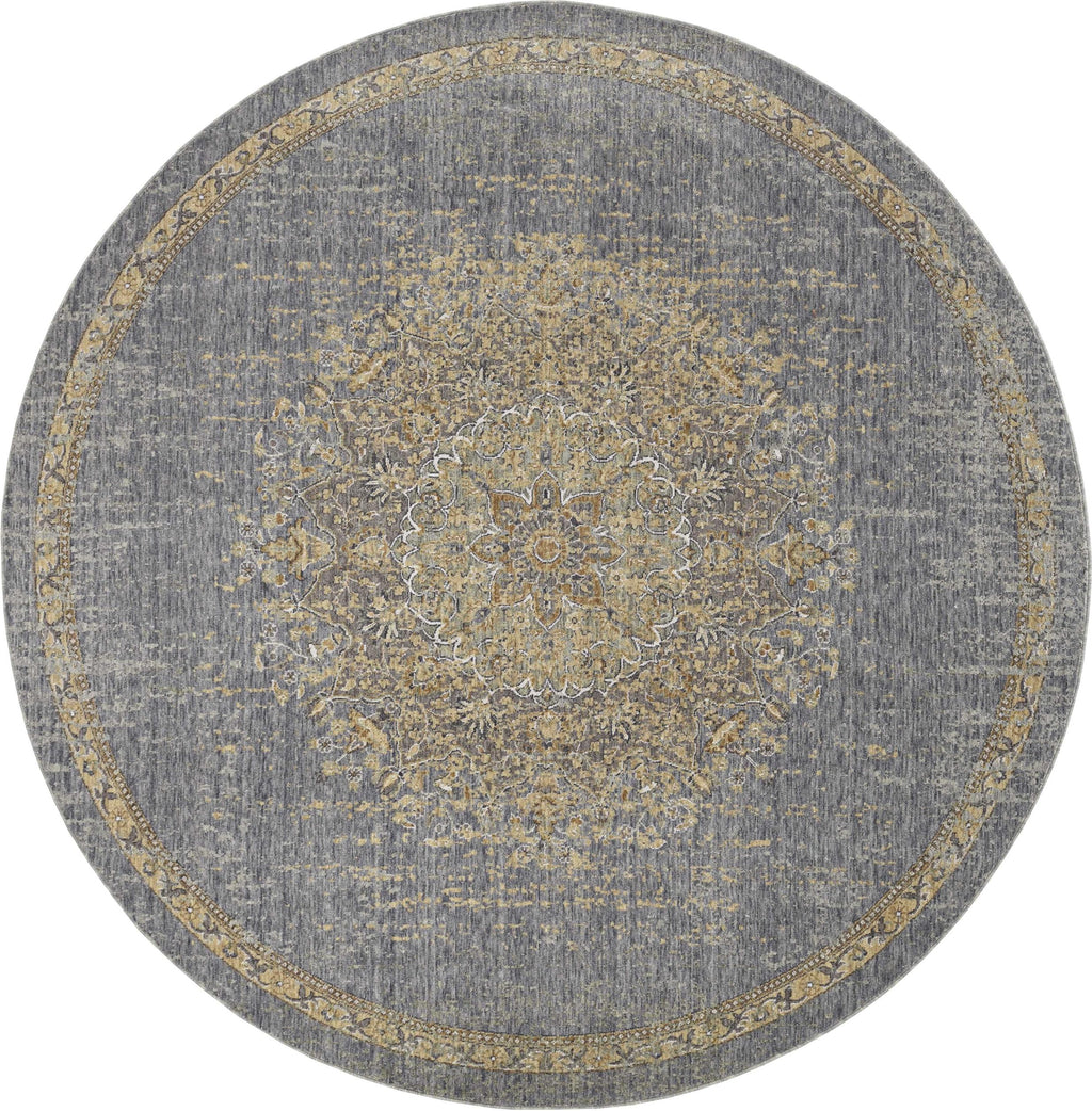 3' X 5' Slate Grey Medallion Bordered Wool Indoor Area Rug - 99fab 