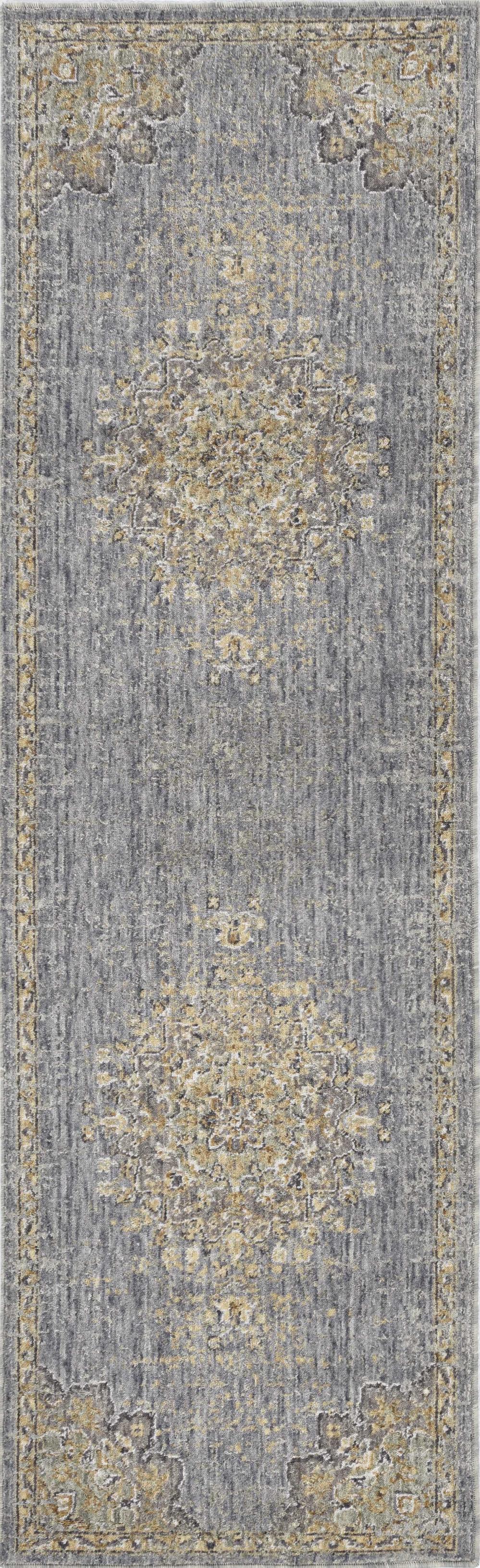 5'X8' Slate Grey Machine Woven Traditional Medallion Indoor Area Rug - 99fab 