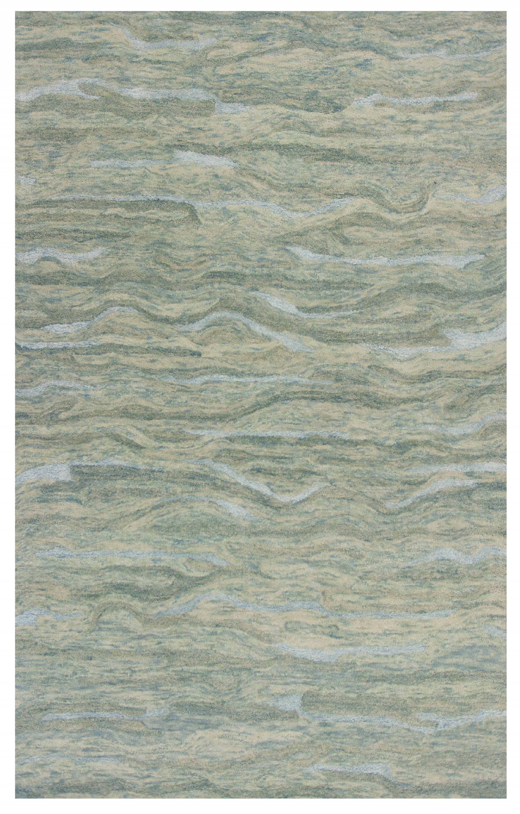 3'X5' Seafoam Blue Hand Tufted Abstract Indoor Area Rug