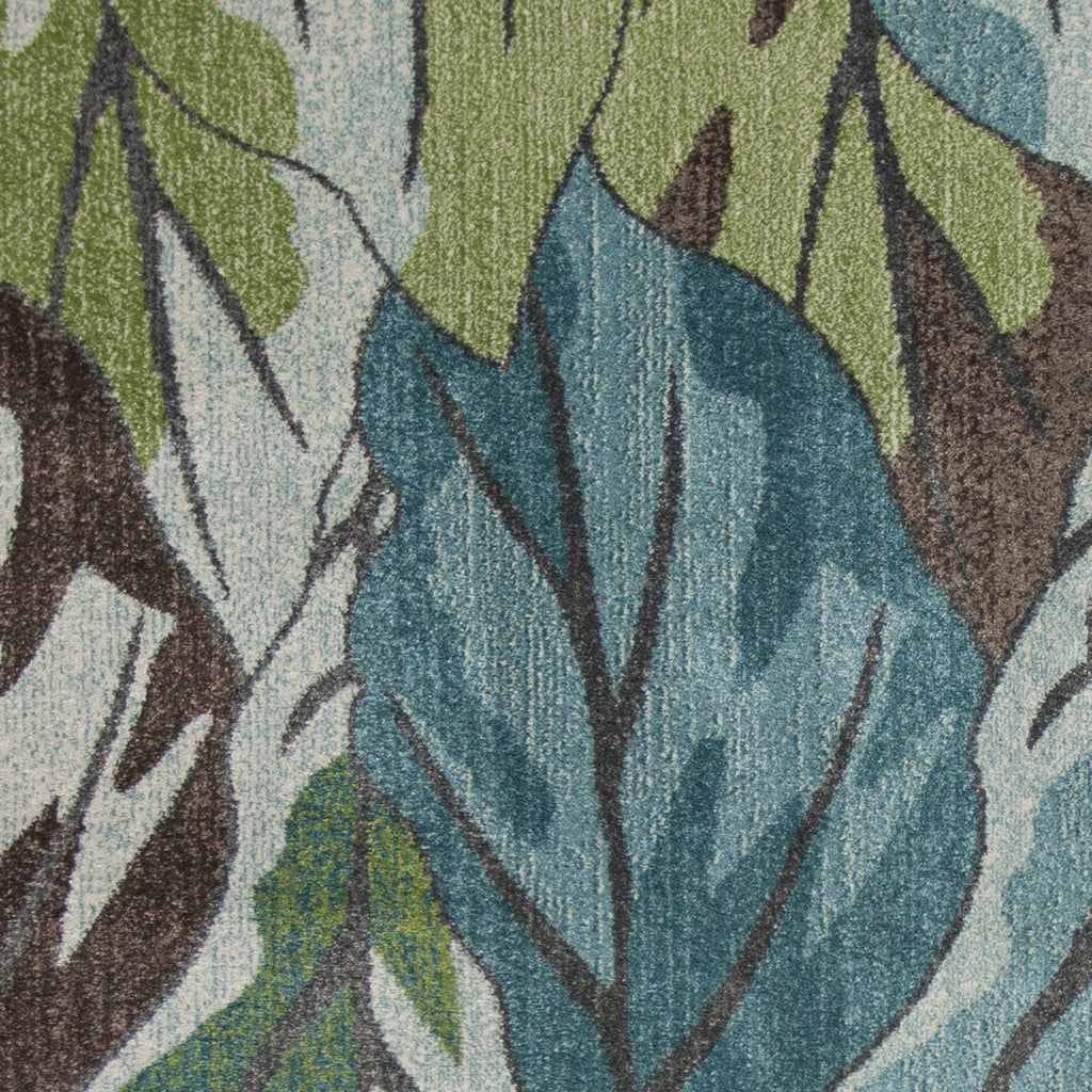 5' X 8' Blue Tropical Leaves Indoor Area Rug - 99fab 