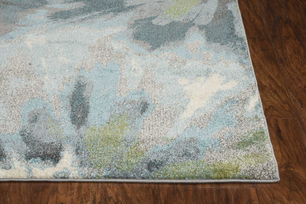 3' X 5' Teal Watercolor Leaves Area Rug - 99fab 