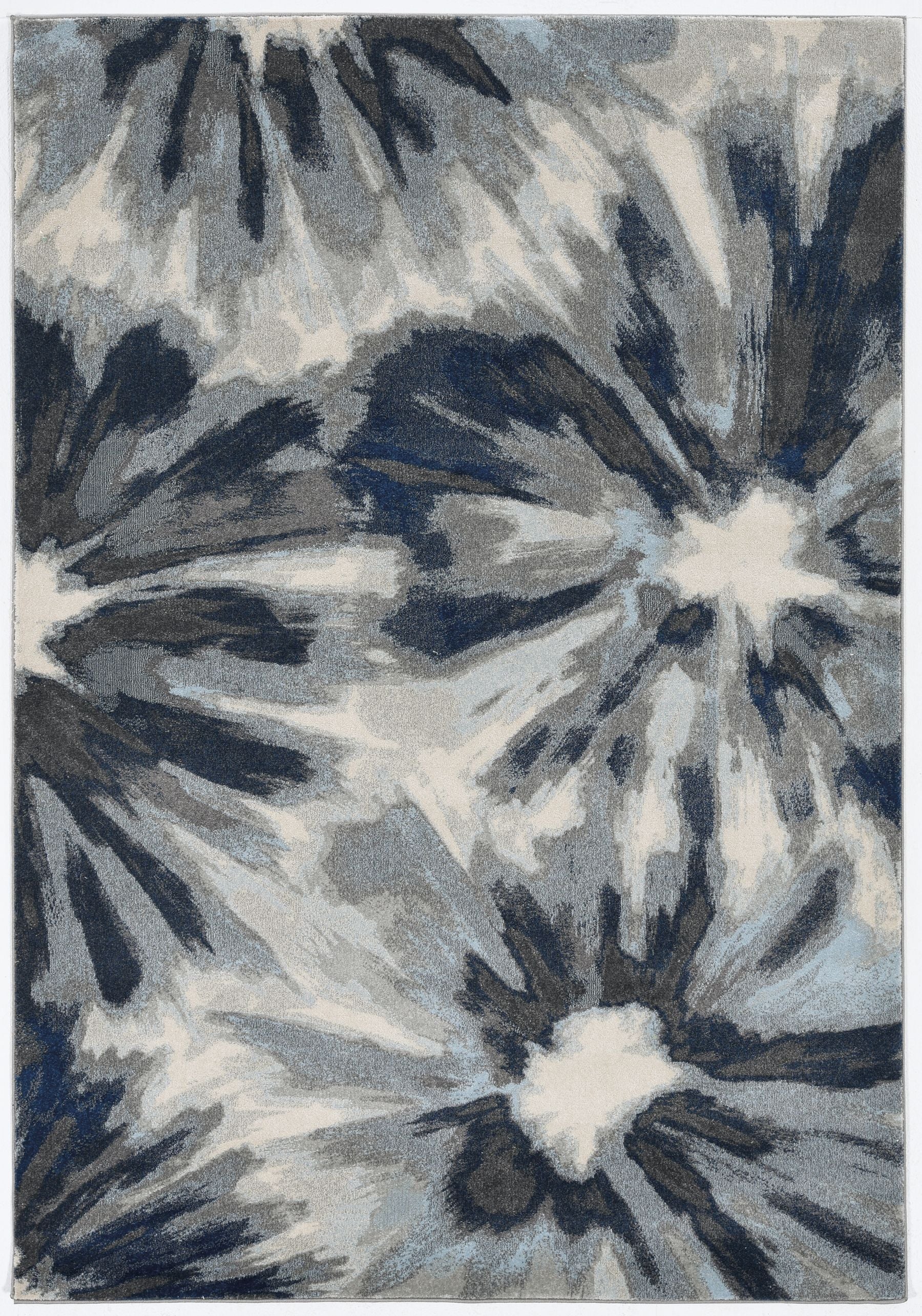 8'X11' Ivory Blue Machine Woven Oversized Floral Indoor Area Rug