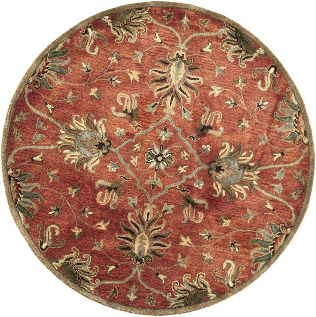 6' Sienna Orange Hand Tufted Traditional Round Indoor Area Rug - 99fab 