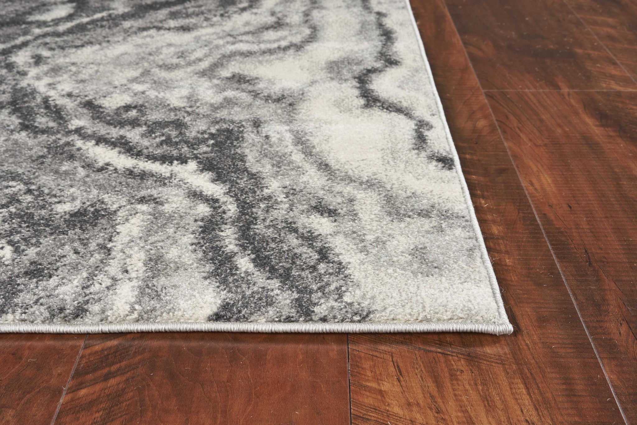 3'X5' Ivory Grey Machine Woven Marble Indoor Area Rug