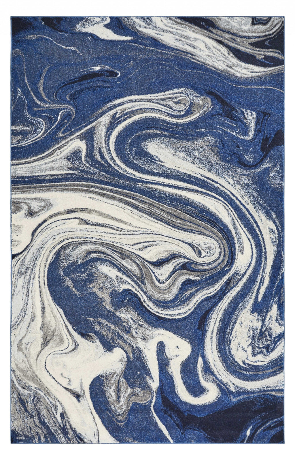 3' X 5' Blue Abstract Waves Area Rug - 99fab 