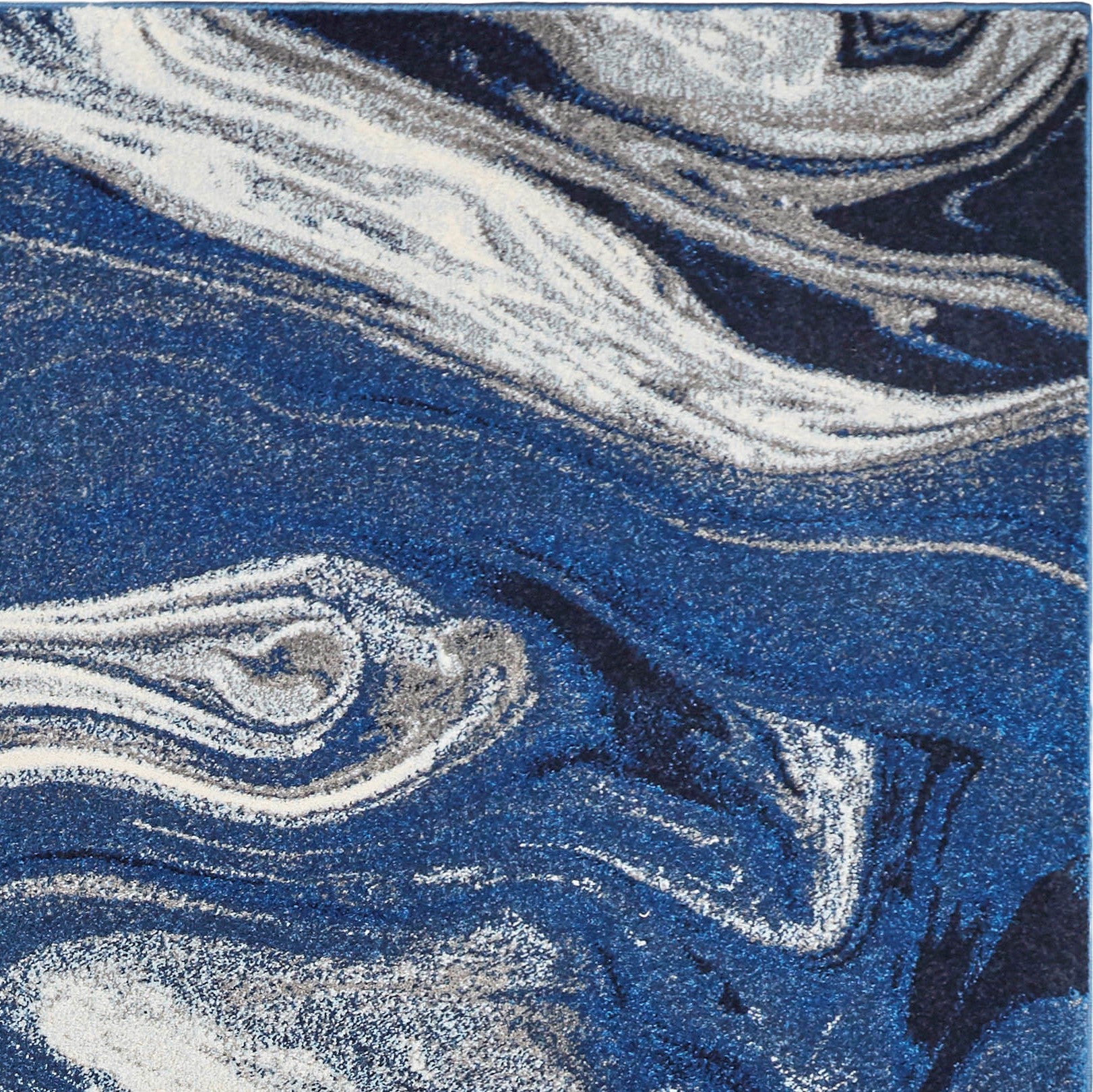 7'X10' Blue Beige Machine Woven Marble Indoor Area Rug