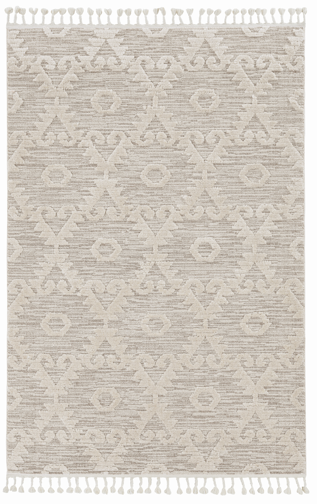 3' X 5' Ivory Beige Diamonds Area Rug With Fringe - 99fab 