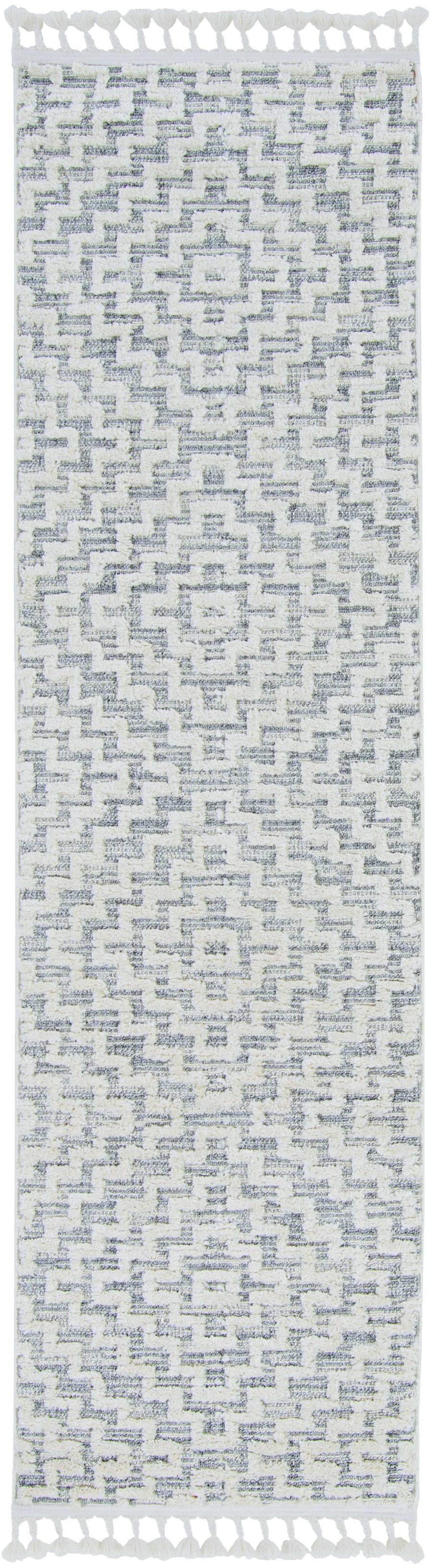 8'X11' Ivory Grey Machine Woven Diamond Geometric Indoor Area Rug - 99fab 