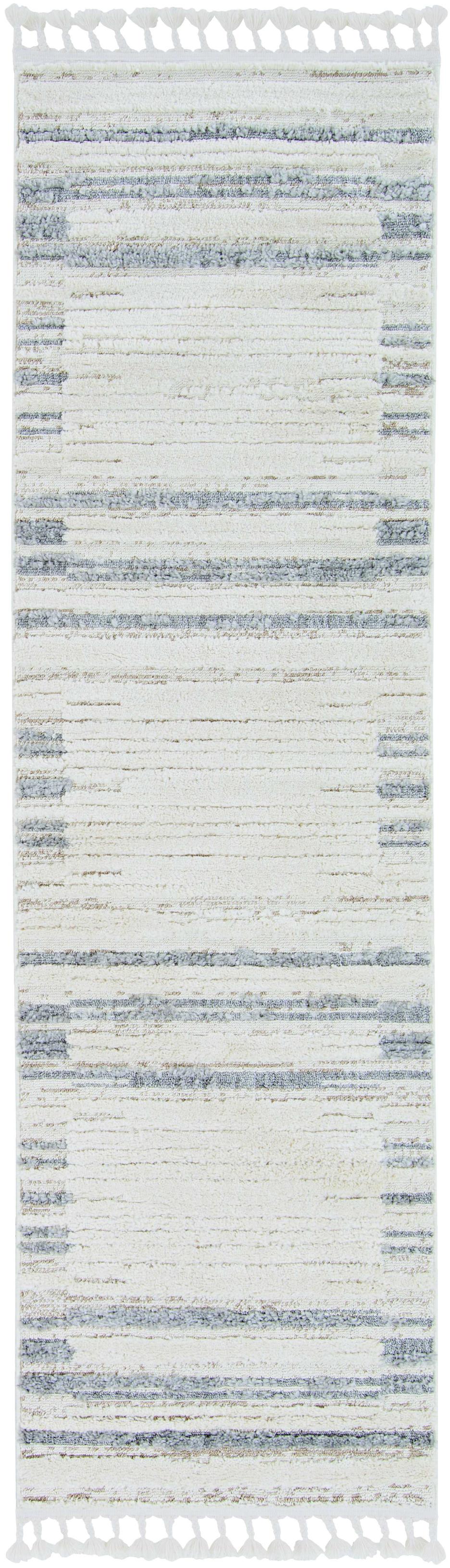 94 X 130 Ivory  Grey Polyester Rug