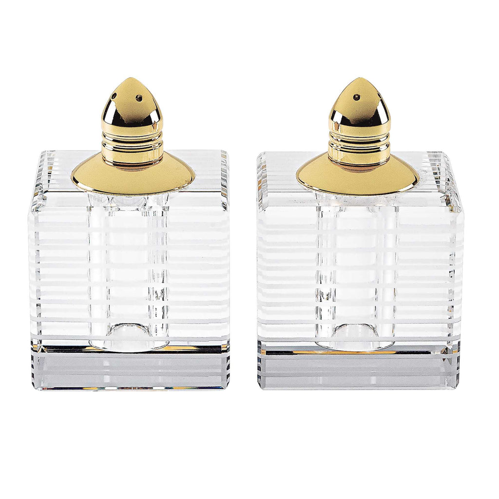 Hand Made Crystal Gold Pair Of Salt And Pepper Shakers - 99fab 