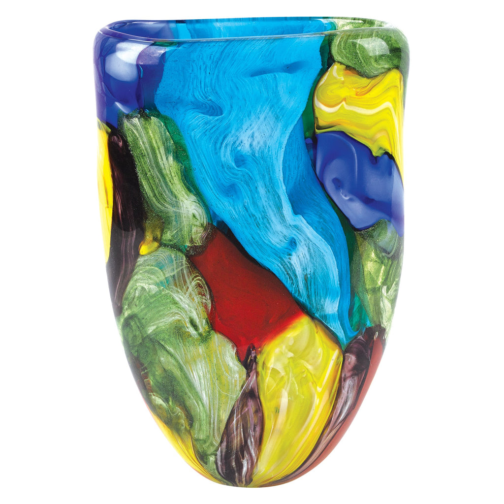 11 Multicolor Glass Art Oval Vase - 99fab 
