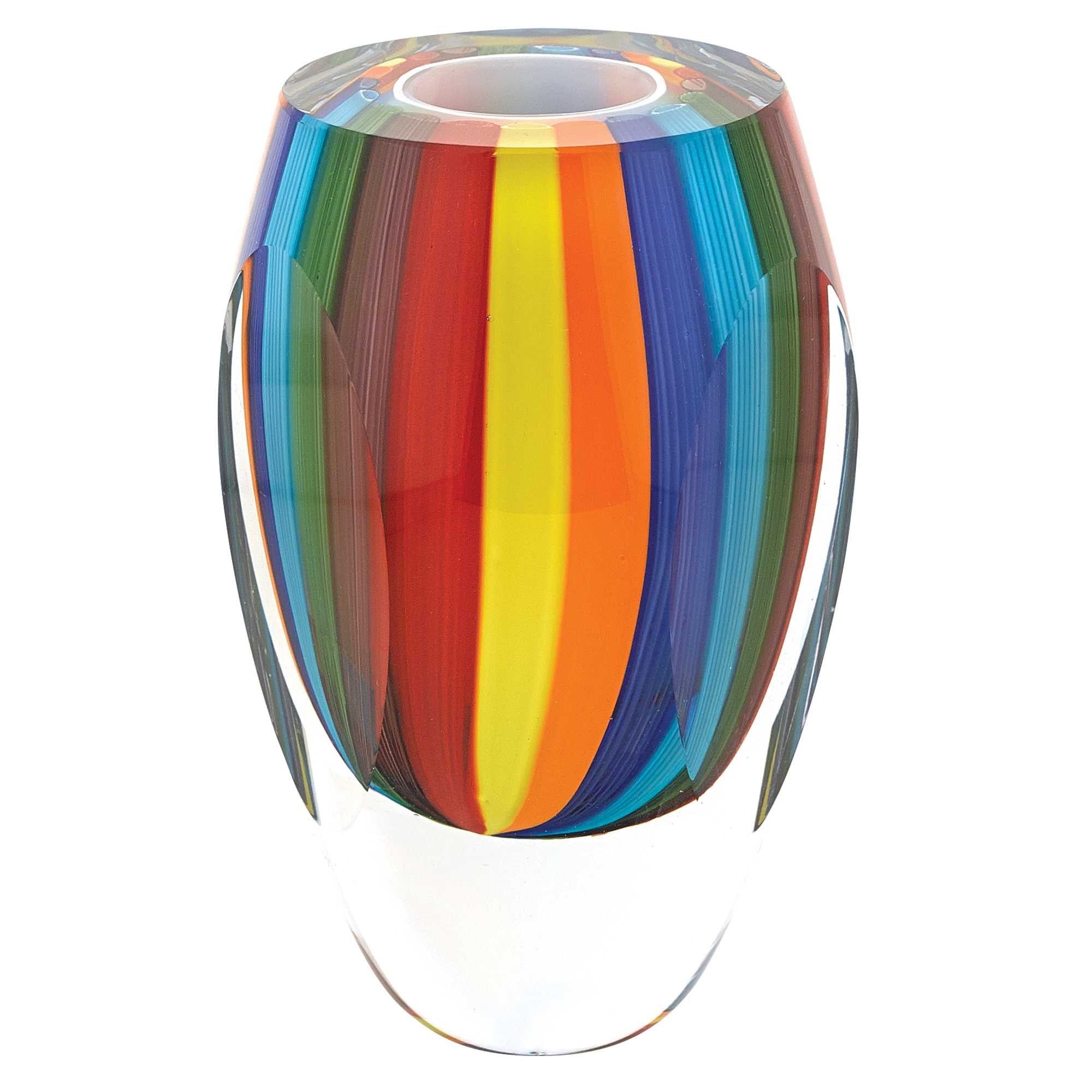 6 Multicolor Art Glass Vase