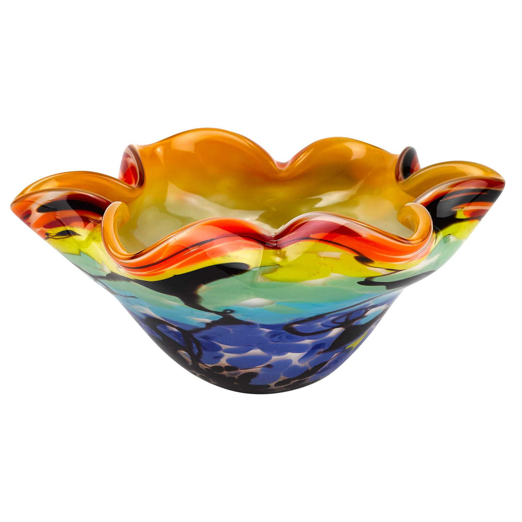 85 Mouth Blown Art Glass Wavy Inch Centerpiece Or Candy Bowl - 99fab 