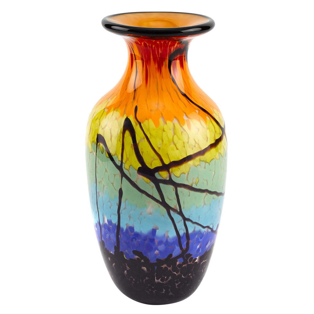 10.5 Mouth Blown Art Glass Urn Shape Decorative Vase - 99fab 
