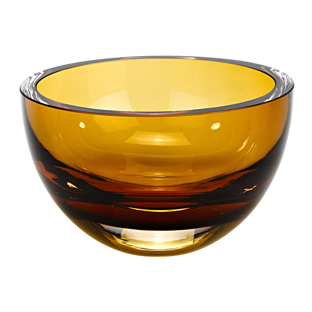 6 Mouth Blown European Made Lead Free Amber Crystal Bowl - 99fab 