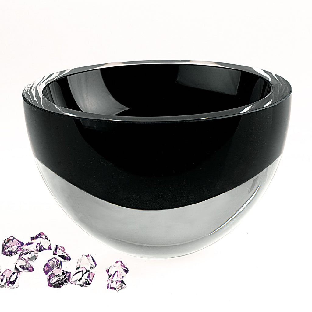 6 Mouth Blown Crystal European Made Lead Free Jet Black Bowl - 99fab 