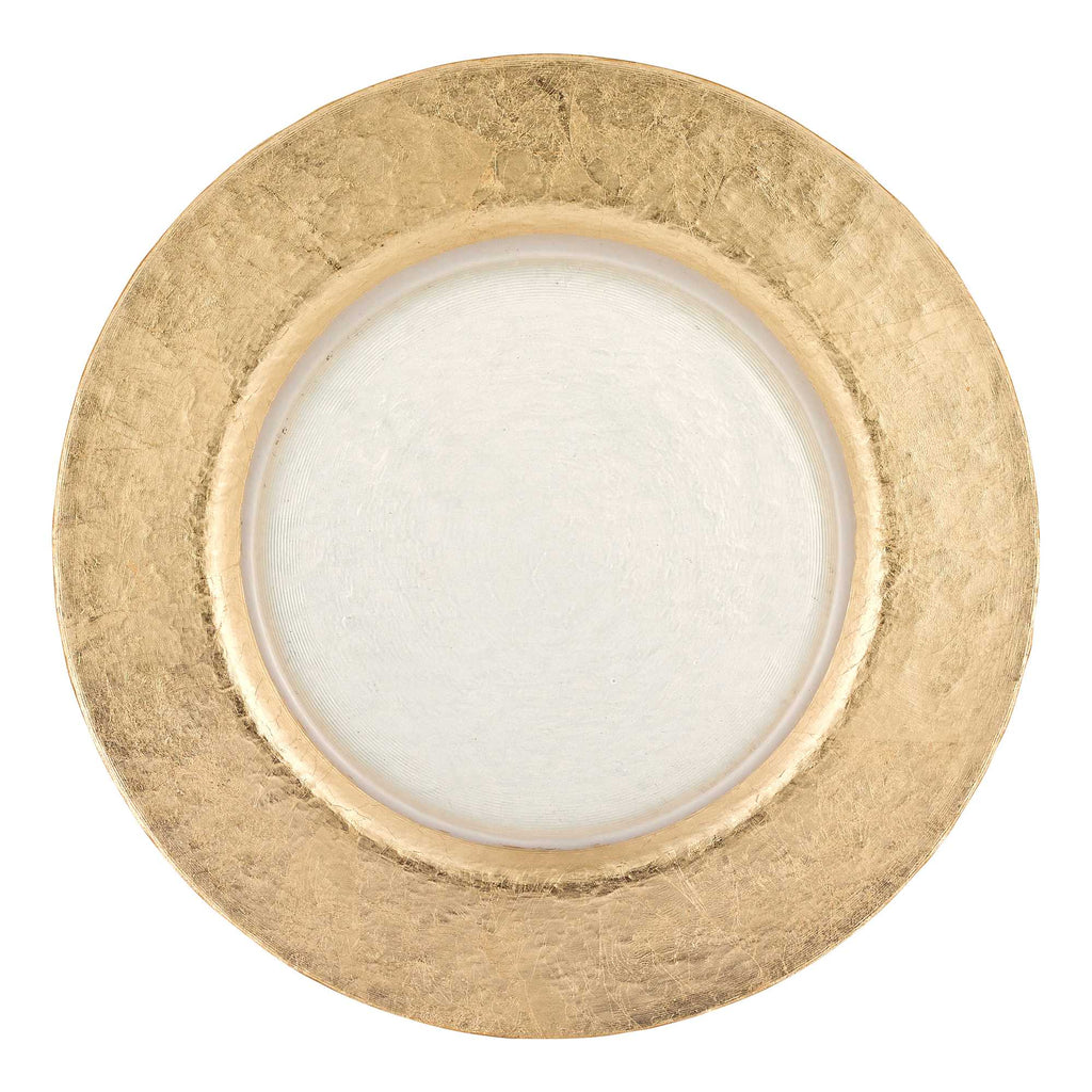 13 Hand Crafted Gold Glass Authentic Leaf Round Charger Plate - 99fab 