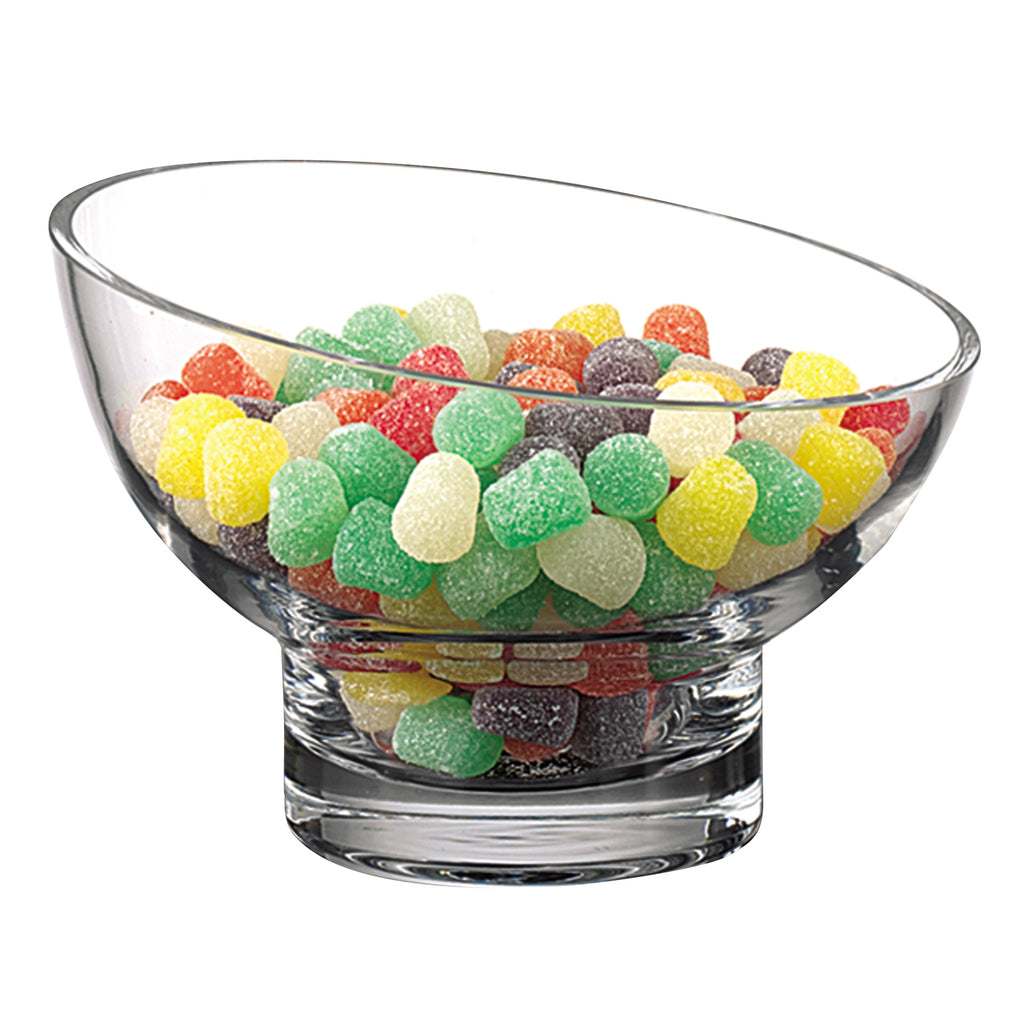 7 Mouth Blown Lead Free Slant Cut Candy Serving Glass Bowl - 99fab 