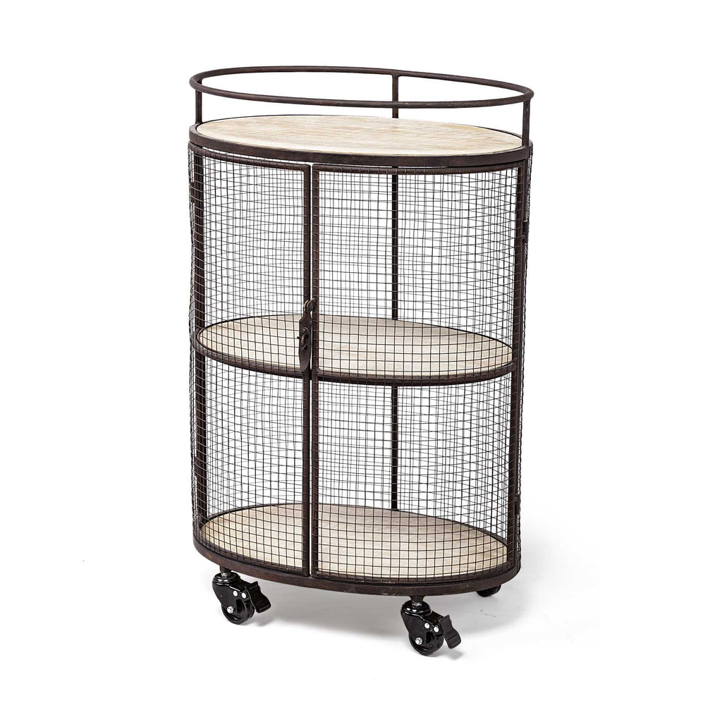 Cylindrical Matte Black Metal Bar Cart - 99fab 