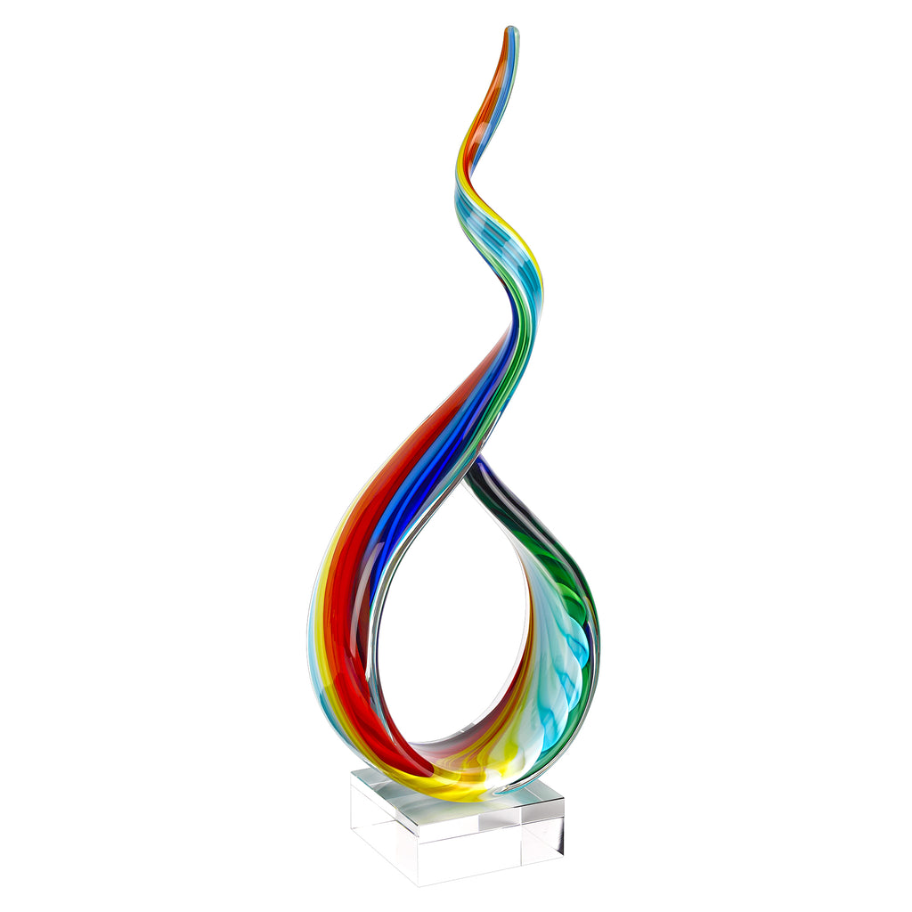 18 Multicolor Art Glass Centerpiece On Crystal Base - 99fab 