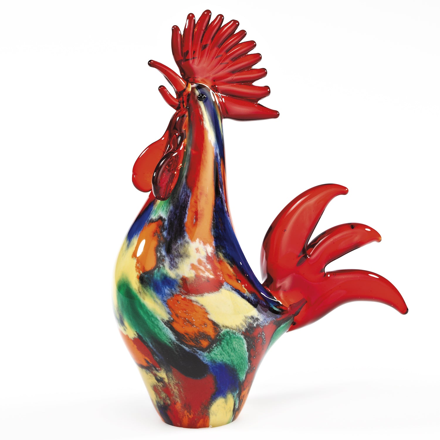 11" Red Glass Rooster Figurine