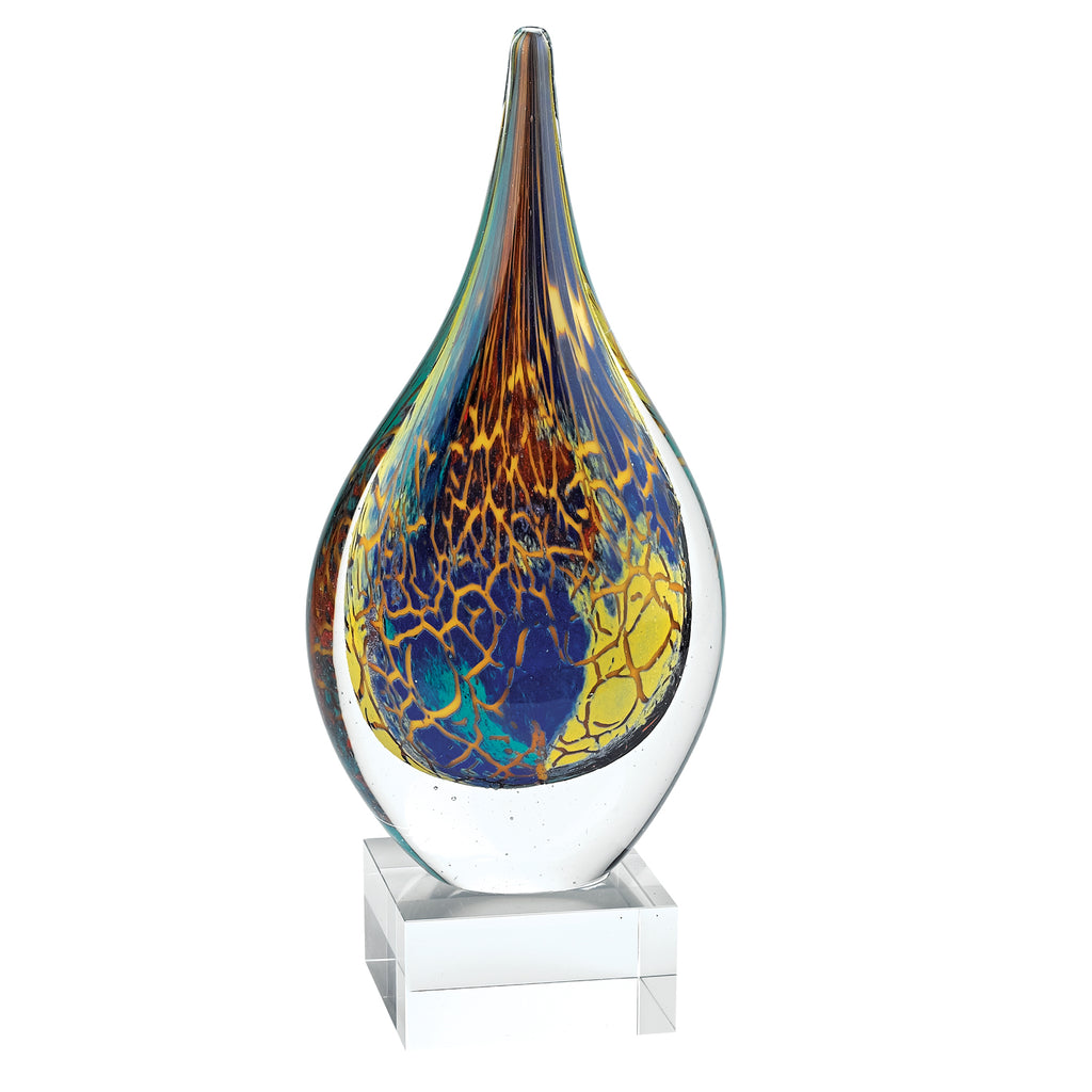 11 Multicolor Art Glass Teardrop On Crystal Base - 99fab 