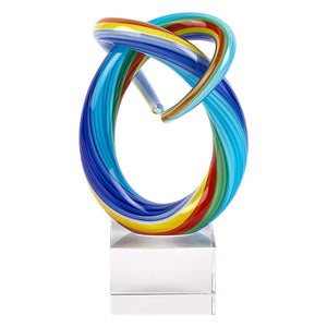 6 Multicolor Art Glass Rainbow Centerpiece