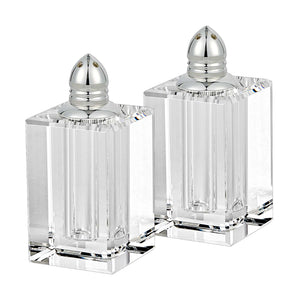 Handcrafted Optical Crystal And Silver Large Size Salt And Pepper Shakers