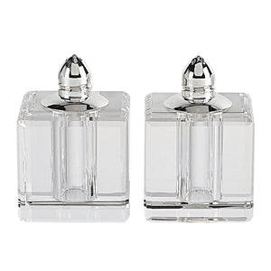 Handcrafted Optical Crystal And Silver Square Size Salt And Pepper Shakers