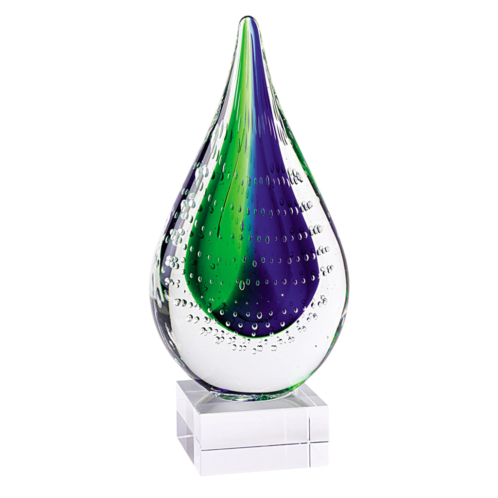 12 Mouth Blown Teardrop Centerpiece On Crystal Base - 99fab 