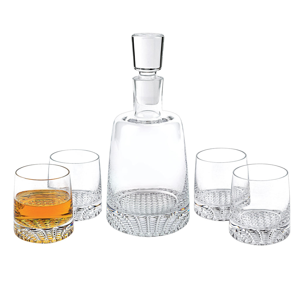 Mouth Blown European Crystal 5 Pc Whiskey Set - 99fab 