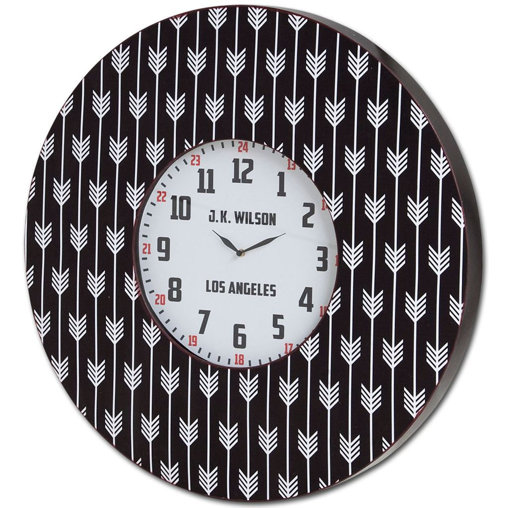 4" Circle Black And White Wood Analog Wall Clock