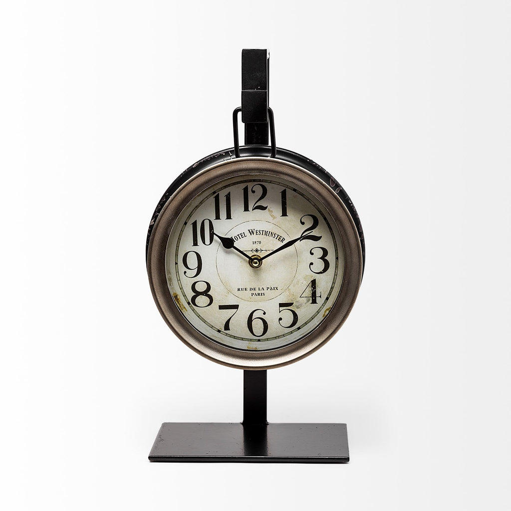 Metallic Brown Metal Hanging Desk Table Clock - 99fab 