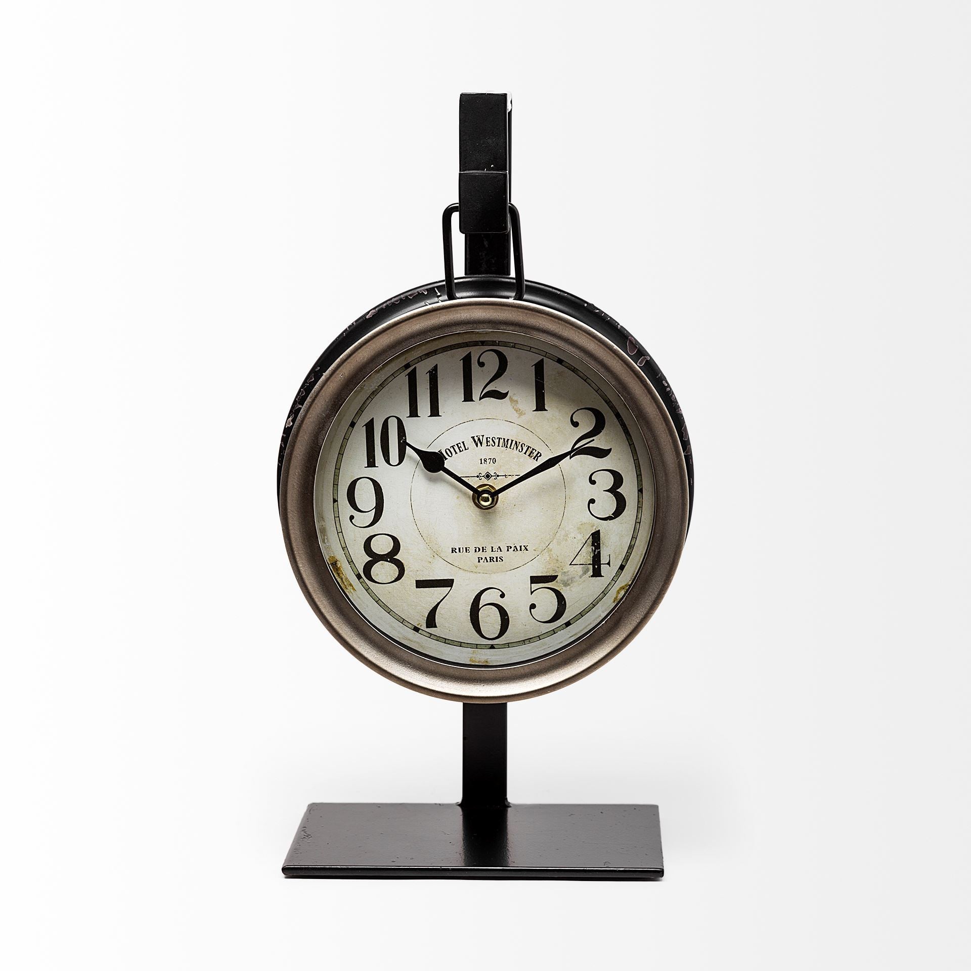 Metallic Brown Metal Hanging Desk Table Clock