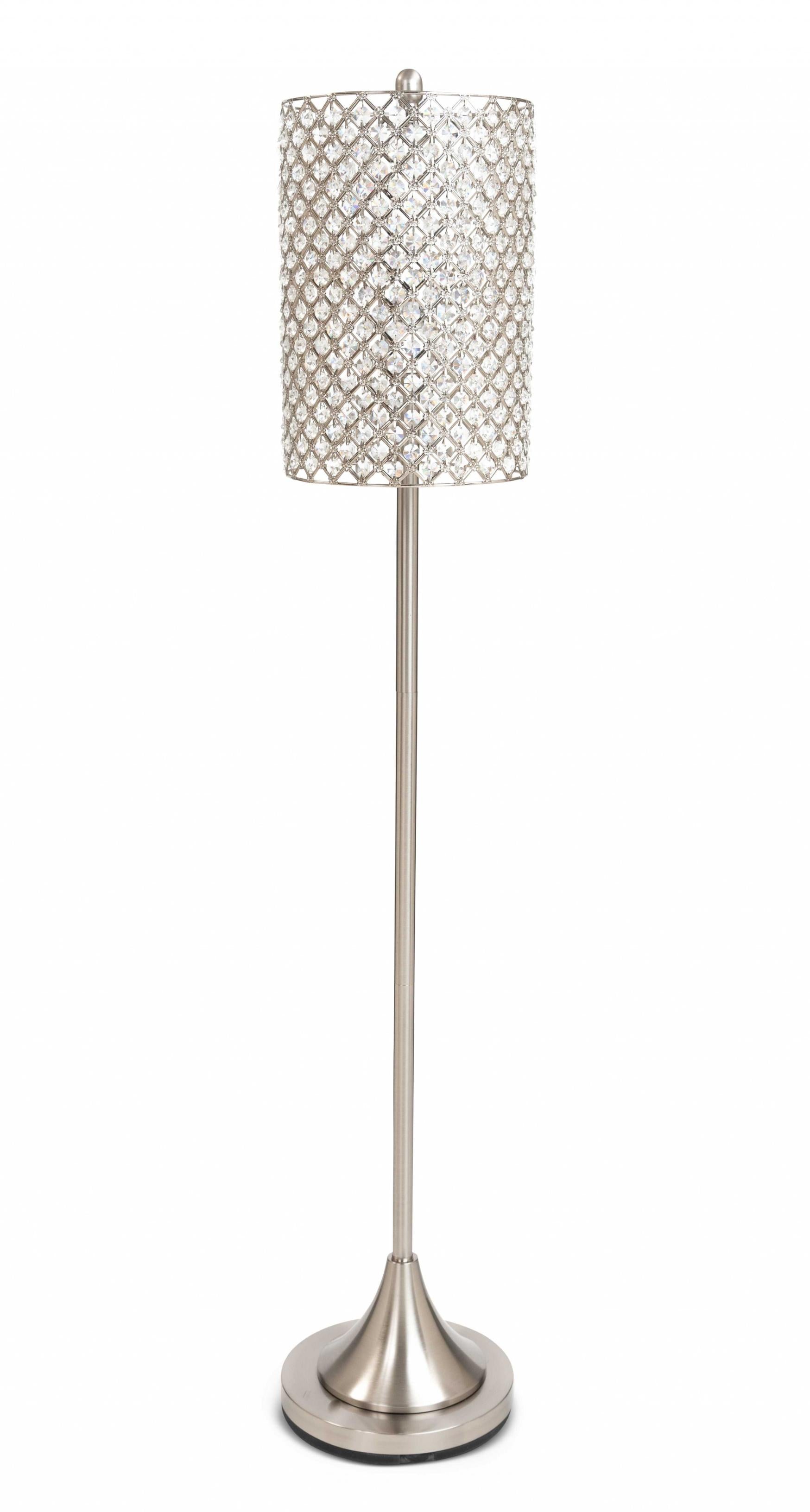 62" Drum Shade Crystal Bead Metal Floor Lamp