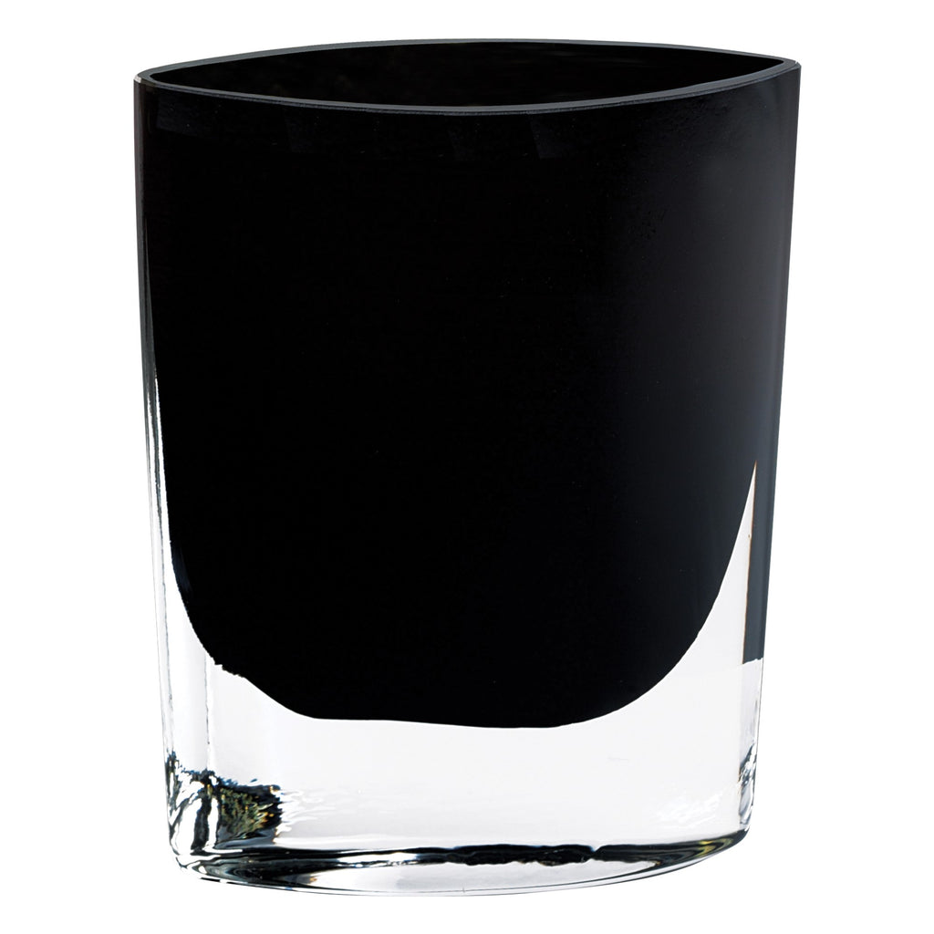 8 Mouth Blown Crystal European Made Lead Free Jet Black Pocket Shaped Vase - 99fab 