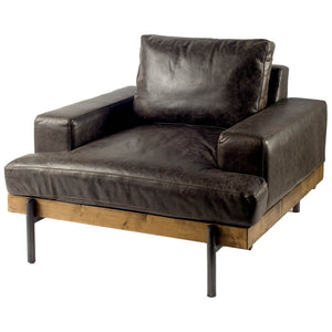 41" Black Faux Leather Distressed Club Chair