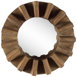 Sprocket 17" Round Walnut Finish Frame Wall Mirror