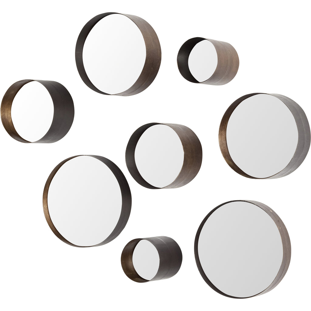 Set Of 8 Brown Metal Wall Mirrors - 99fab 