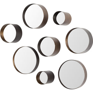 Set Of 8 Brown Metal Wall Mirrors