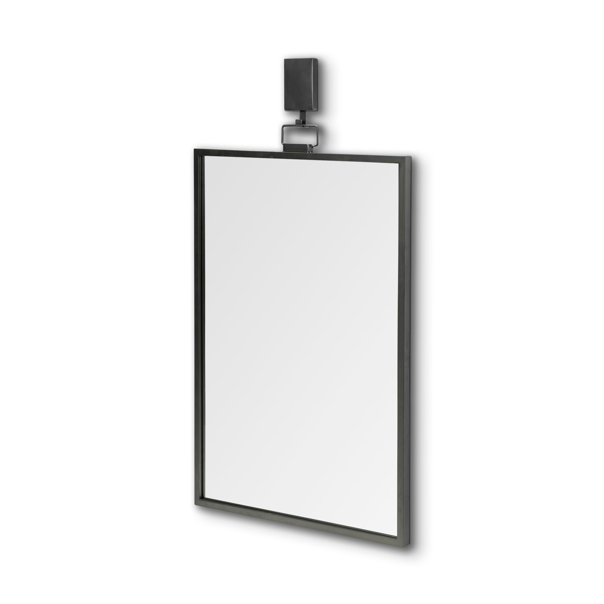 Black Gray Metal Vertical Frame Wall Mirror