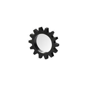 Cog 17" Round Black Metal Frame Wall Mirror