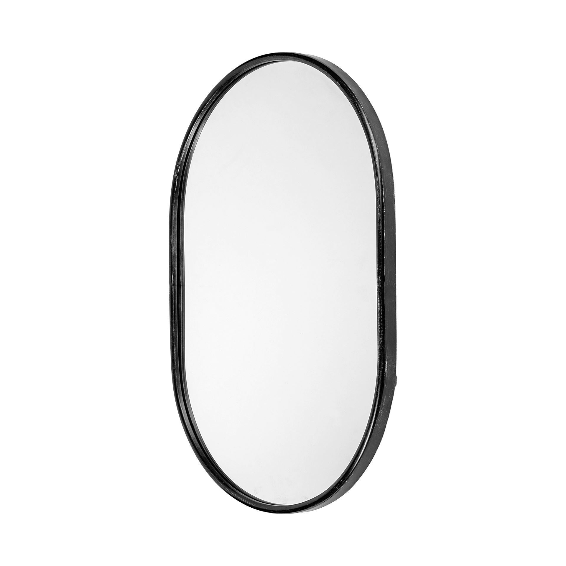 36" Painted Oval Accent Mirror Wall Mounted With Metal Frame