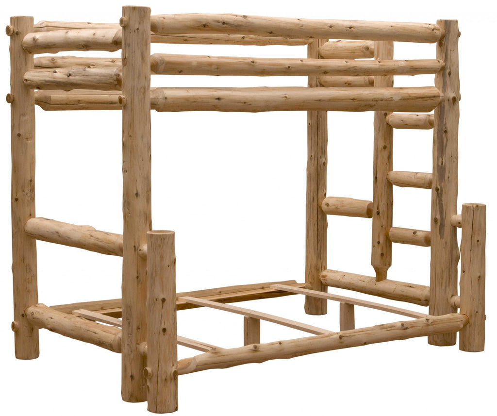 Rustic And Natural Cedar Double And Single Ladder Left Log Bunk Bed - 99fab 