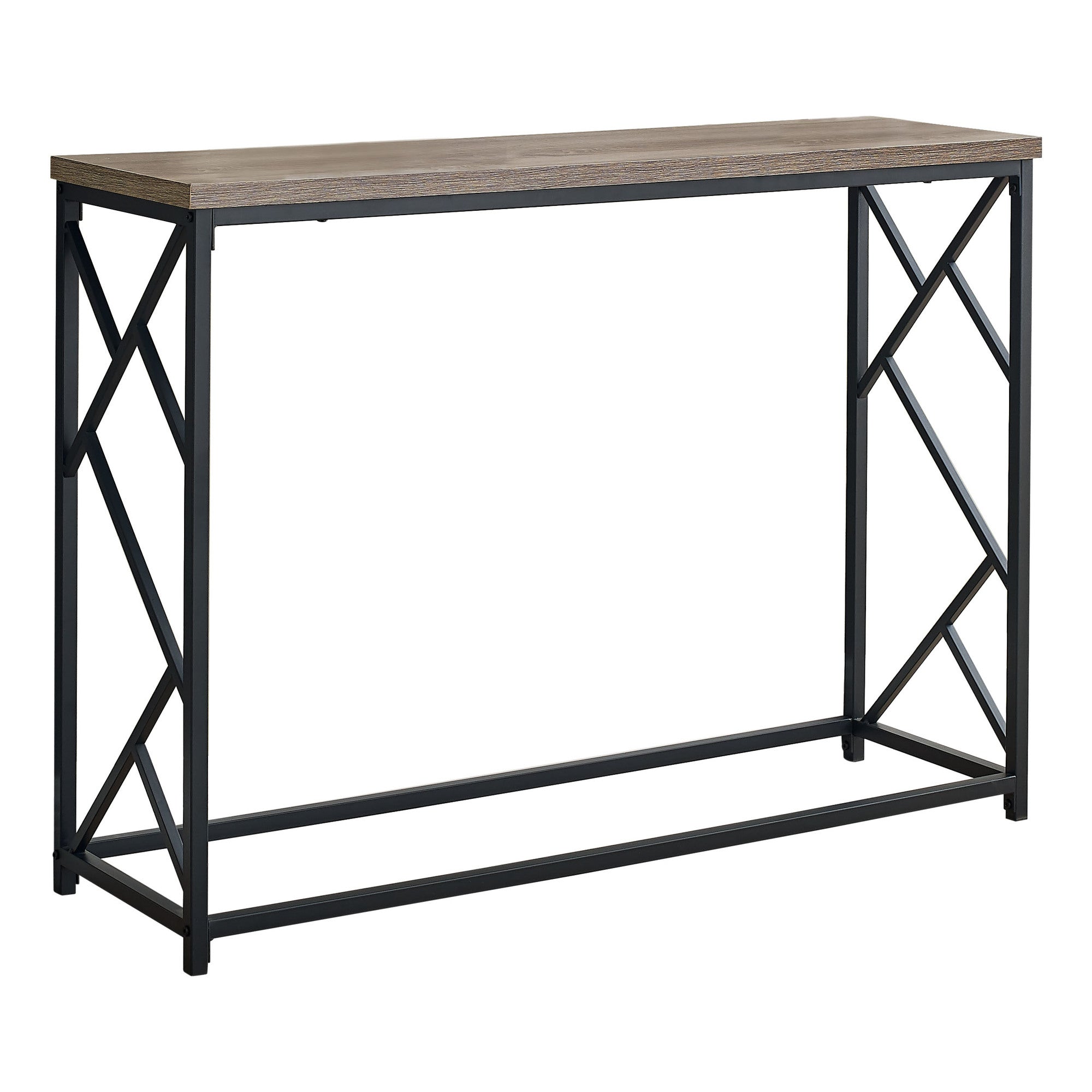 44" Rectangular Taupewithblack Metal Hall Console Accent Table