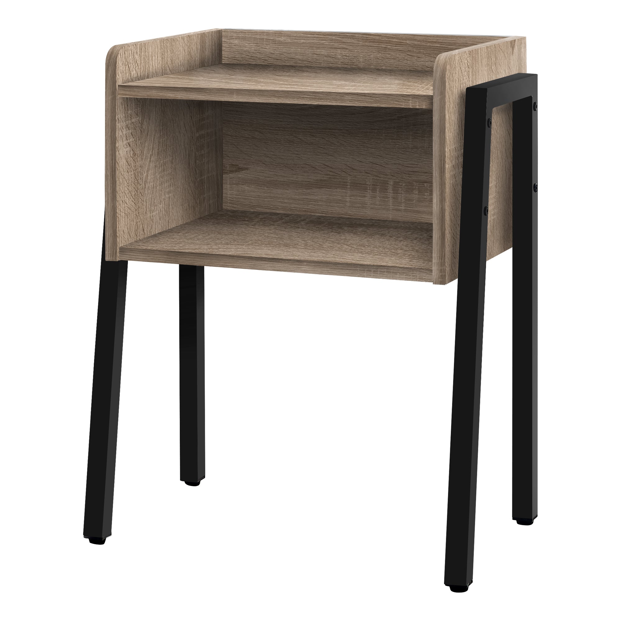 23" Rectangular Dark Taupe Accent Table With Black Metal Legs